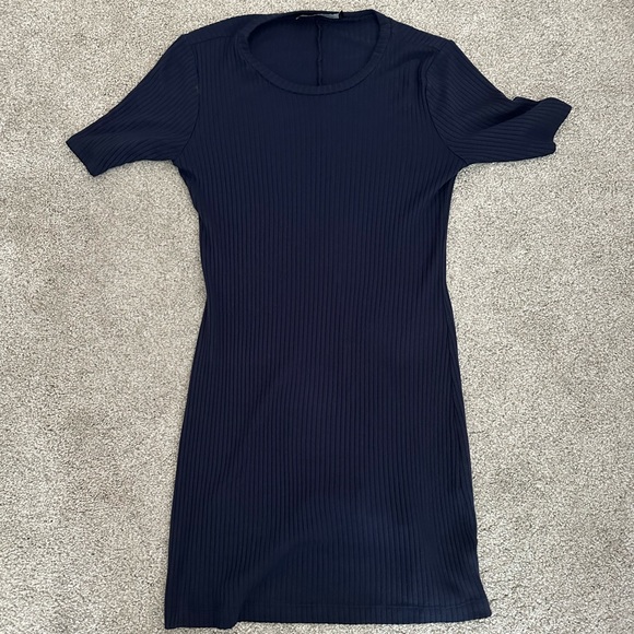 Reformation Ribbed Navy Blue Mini Dress - Size S - Picture 3 of 3